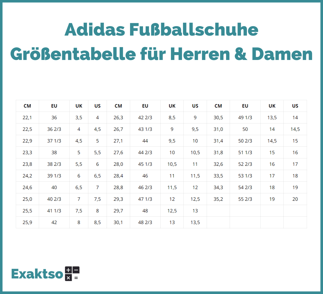 Adidas-Fussballschuhe-Groessentabelle-fuer-Herren-Damen-Exaktso.de_