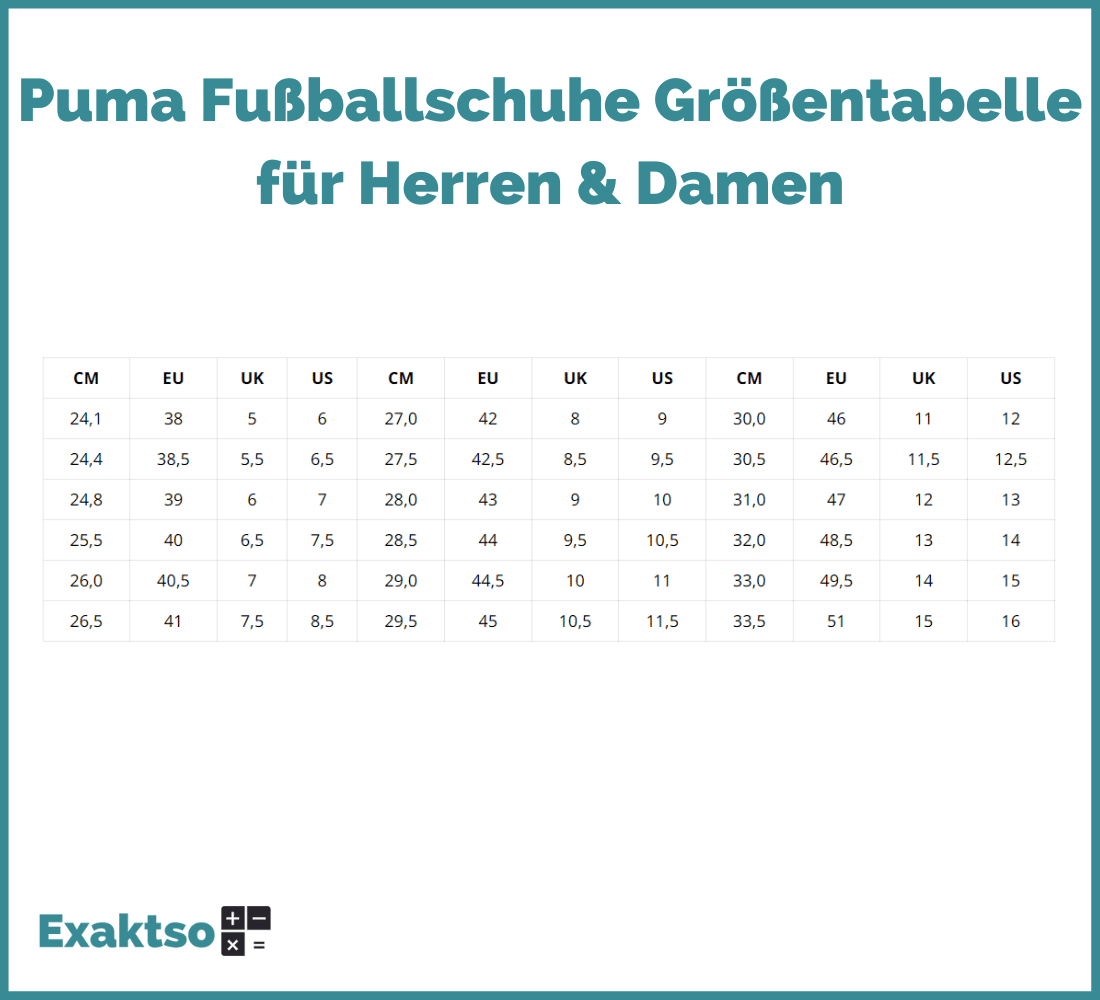 Puma-Fussballschuhe-Groessentabelle-fuer-Herren-Damen-Exaktso.de_