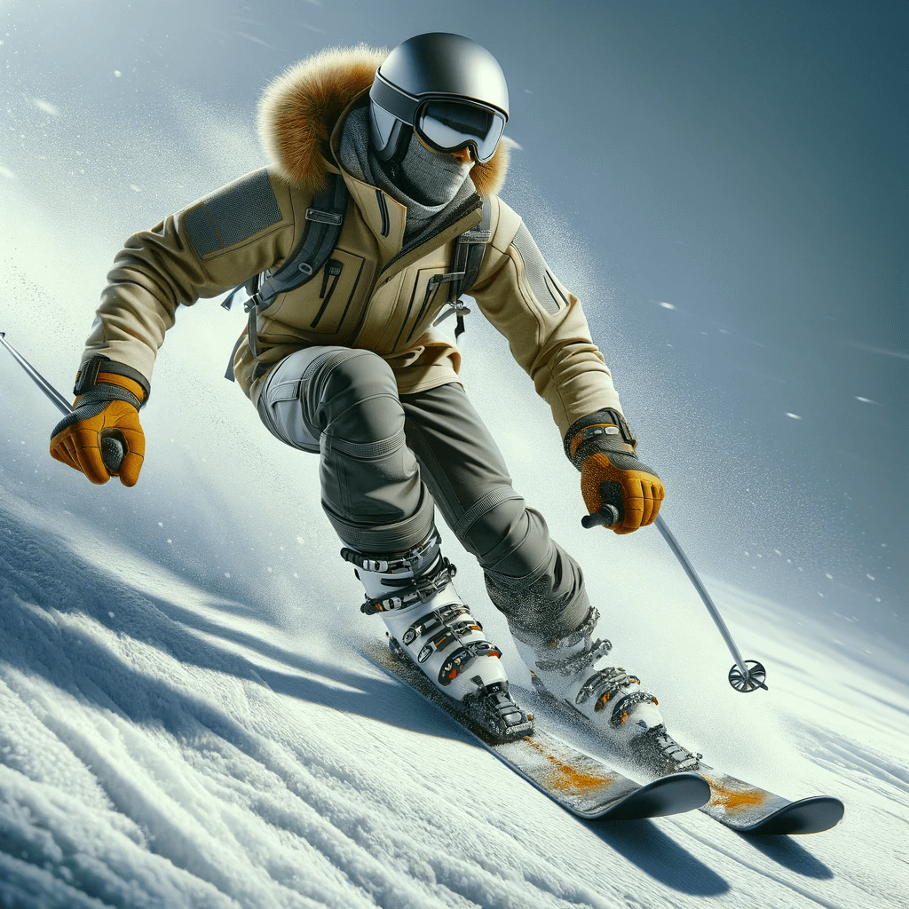 Skifahrer mit Fingerhandschuhen